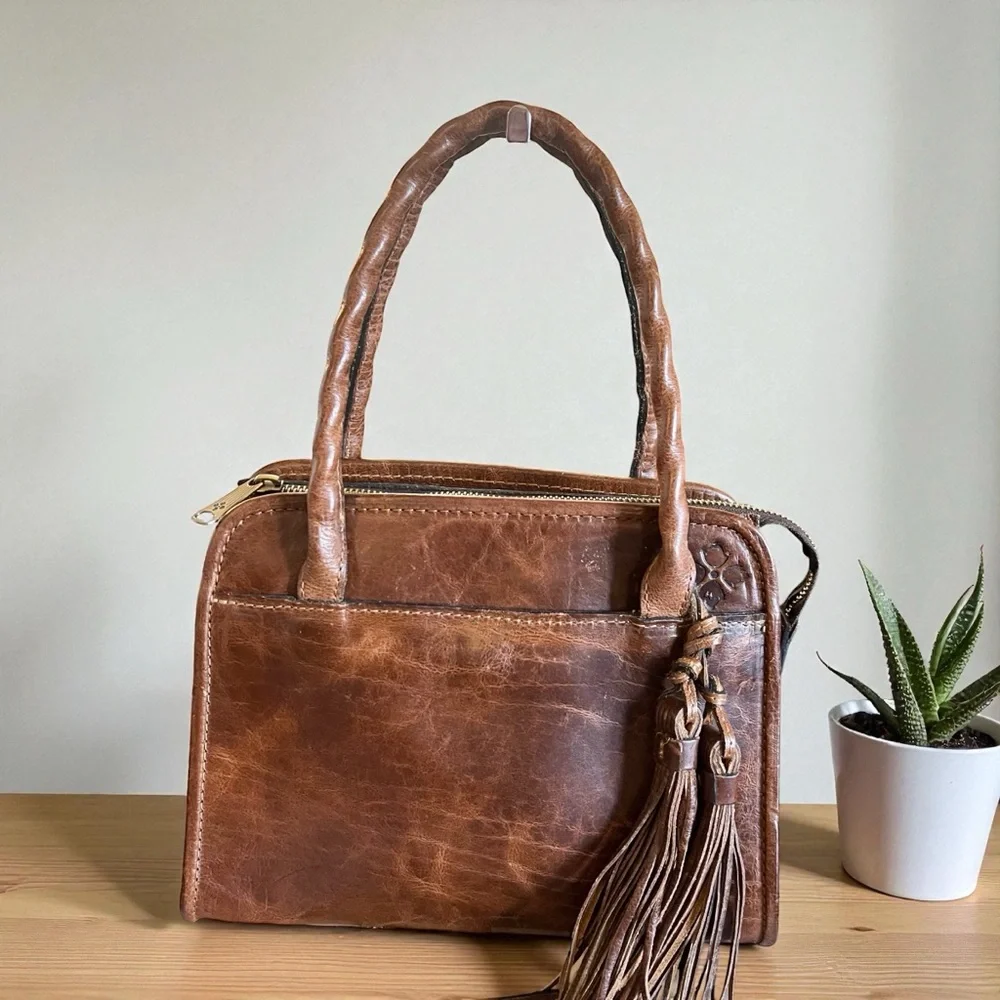 Patricia Nash Paris Cognac Leather Satchel